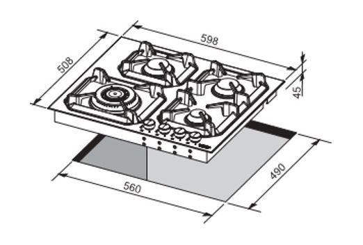 طباخ غاز مسطّح مدمج من لوفرا - ٦٠ سم - ٤ شعلات (HRS6G0)