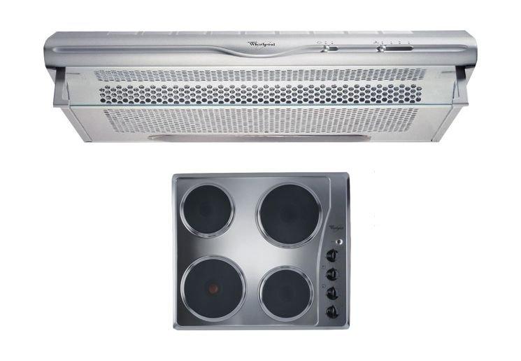 Whirlpool 60cm Delux Design Compact Built-In Hood with Glass Visor + Whirlpool Built-in Electric Hob 60cm