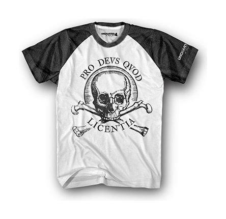 Uncharted 4 Skull Raglan Medium T-Shirt - White