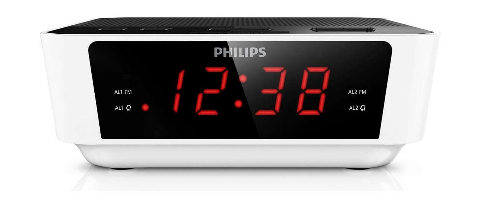راديو مع ساعة رقمية من فيليبس – أسود / أبيض (AJ3115/05)