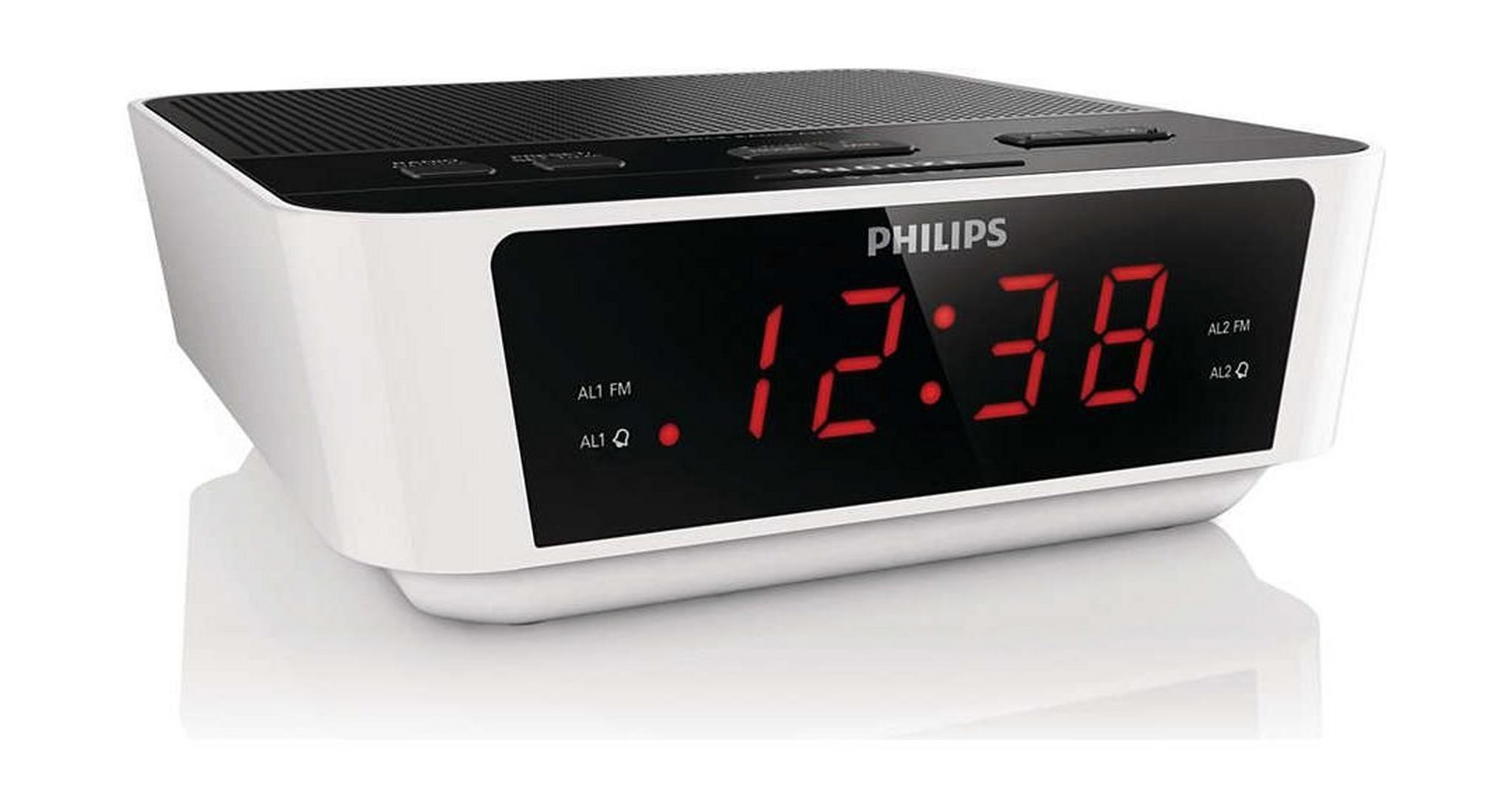 راديو مع ساعة رقمية من فيليبس – أسود / أبيض (AJ3115/05)