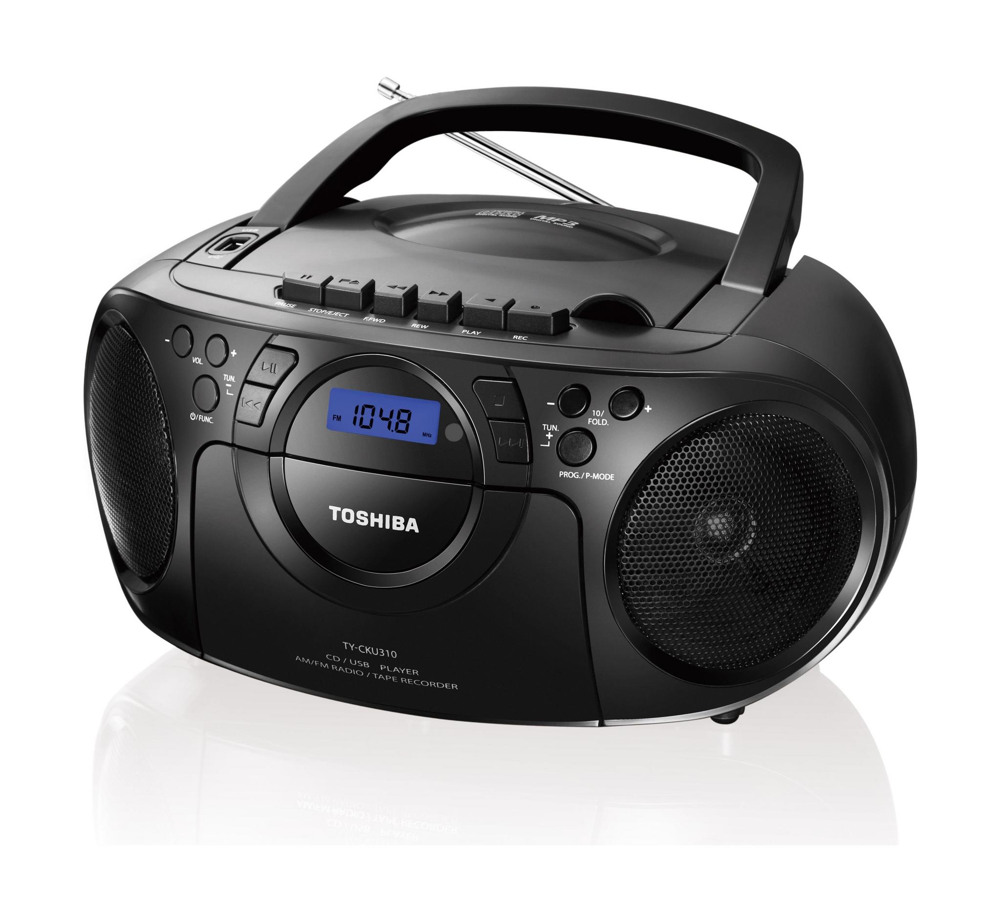 Toshiba 13W Compact Stereo CD Radio Cassette Recorder USB Music System (TY-CKU310)