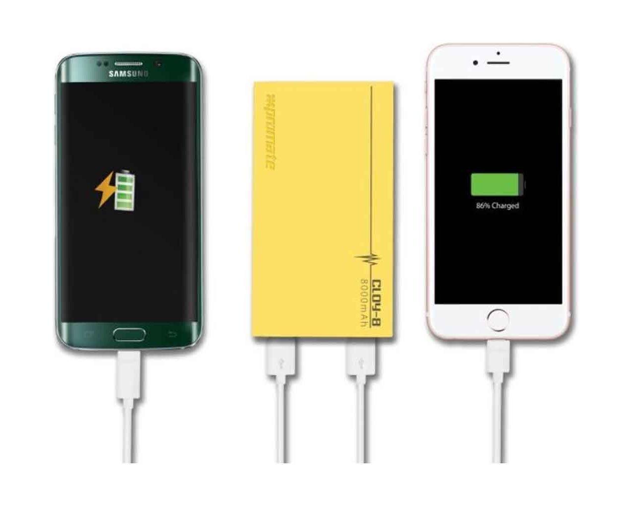 Promate Cloy-8 Premium Dual USB 8000mAh Power Bank - Yellow