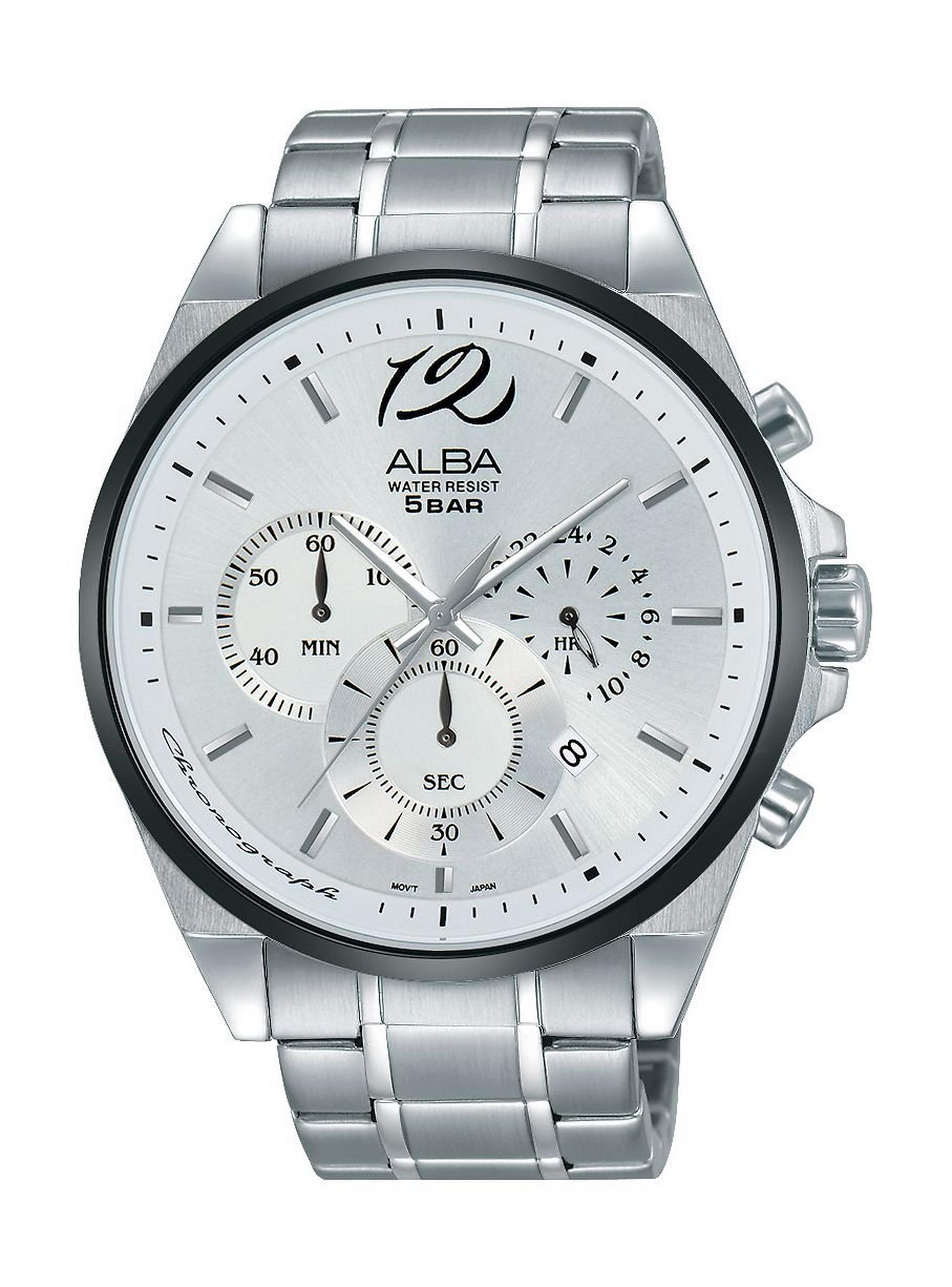 Alba AT3A47X1 Gents Casual Chronograph Watch - Metal Strap – Silver