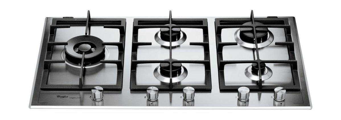 طباخ غاز مسطّح ومدمج من ويرلبول - ٩٠ سم - ٥ شعلات – فضي (GMA 9522 IX)