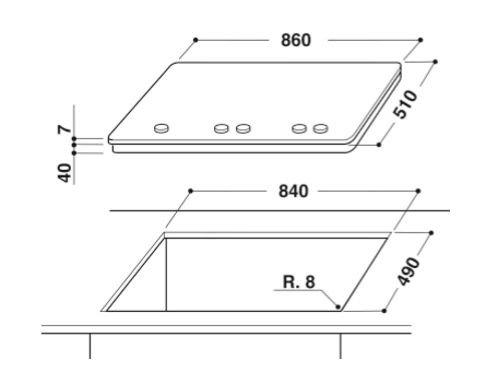 طباخ غاز مسطّح ومدمج من ويرلبول - ٩٠ سم - ٥ شعلات – فضي (GMA 9522 IX)