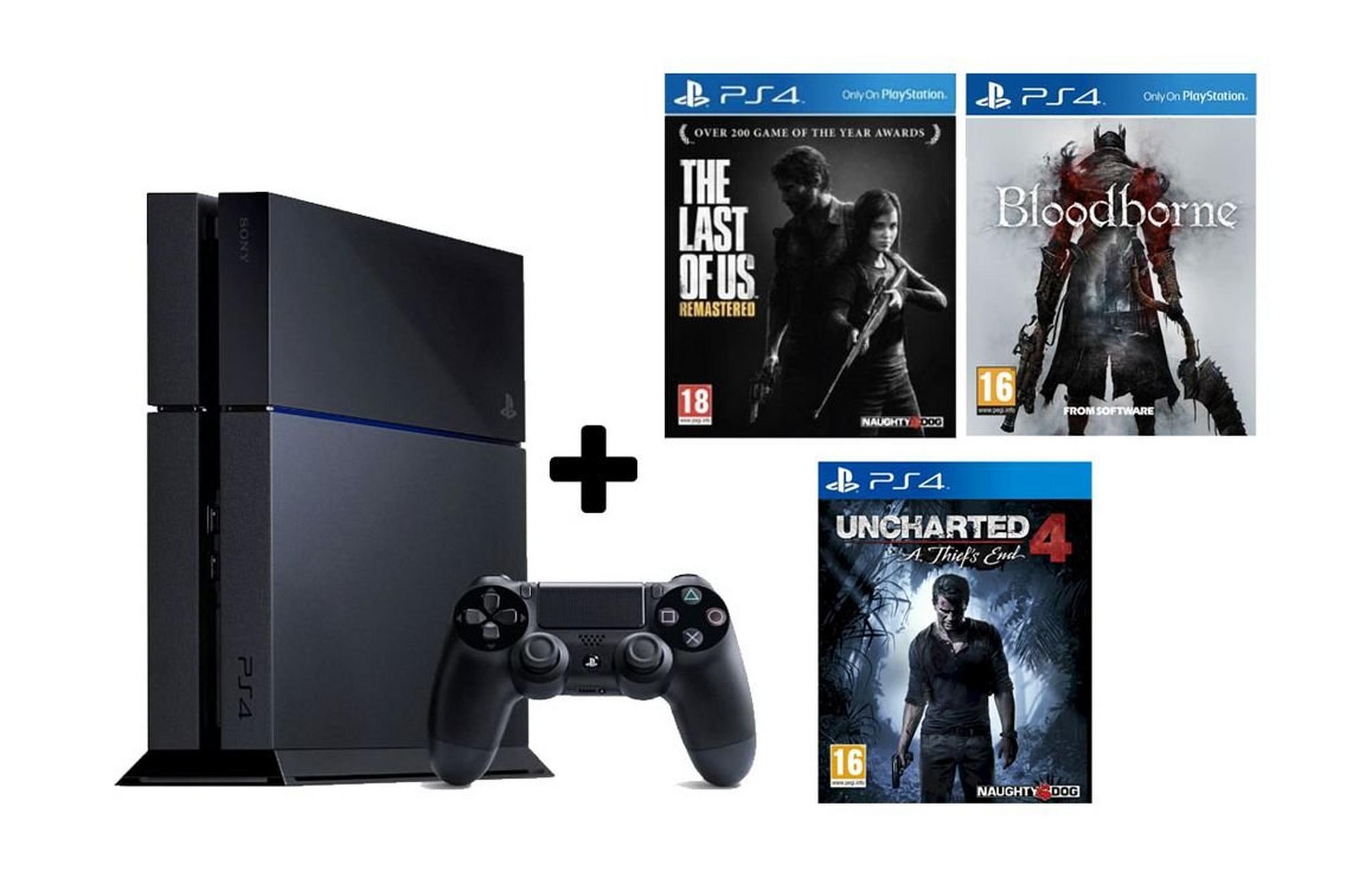 Sony PlayStation 4 1TB Console – Black (Uncharted 4 + Bloodborne + The Last Of Us Games)