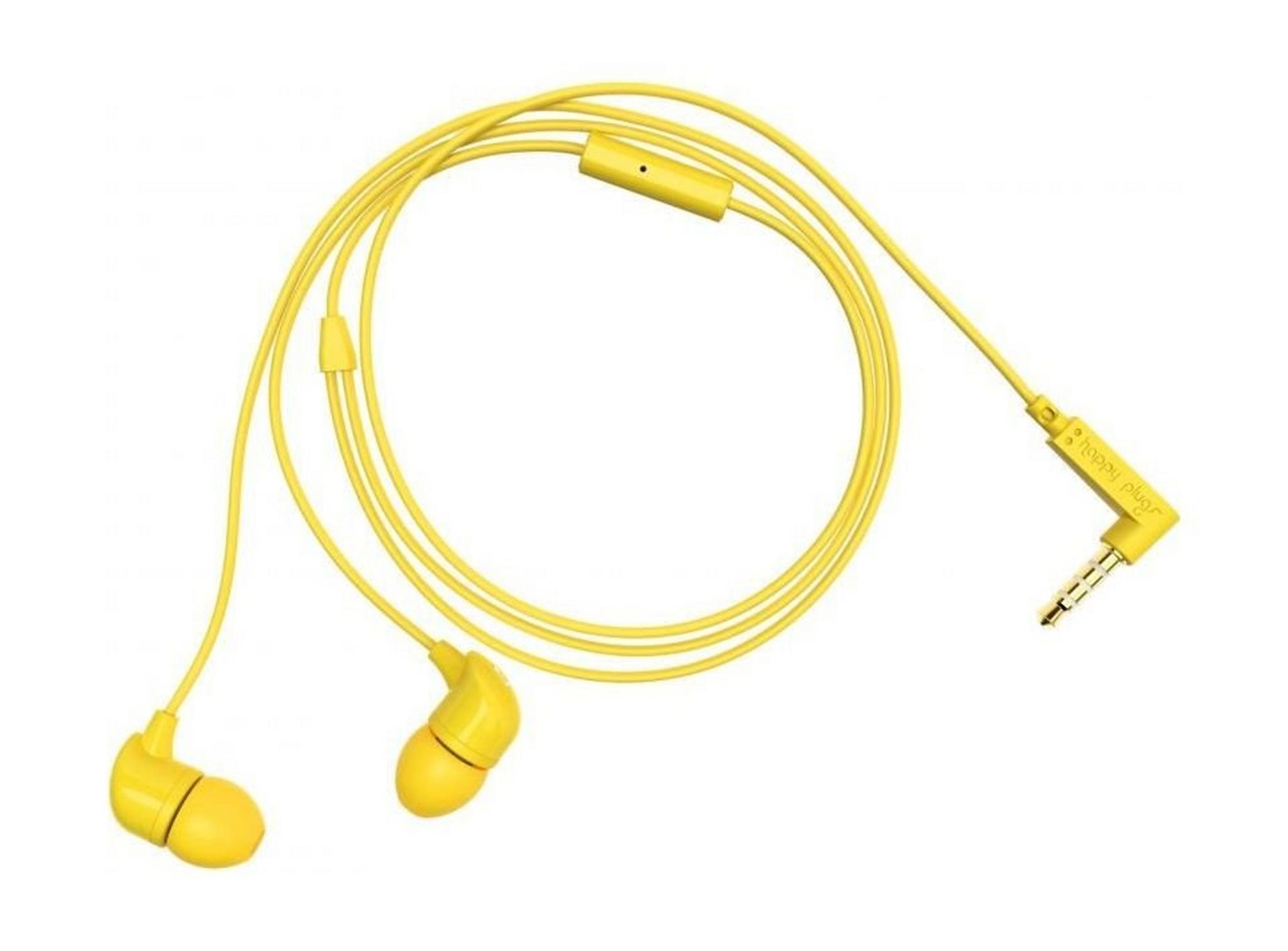 Happy Plugs In-The-Ear Wired Headphones With Mic & Remote – Yellow