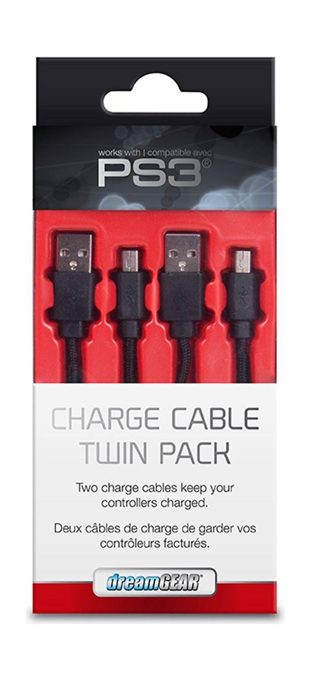 كابل الشحن المزدوج دريم جير لبلاي ستيشن ٣ – أسود (DGPS3-3874)