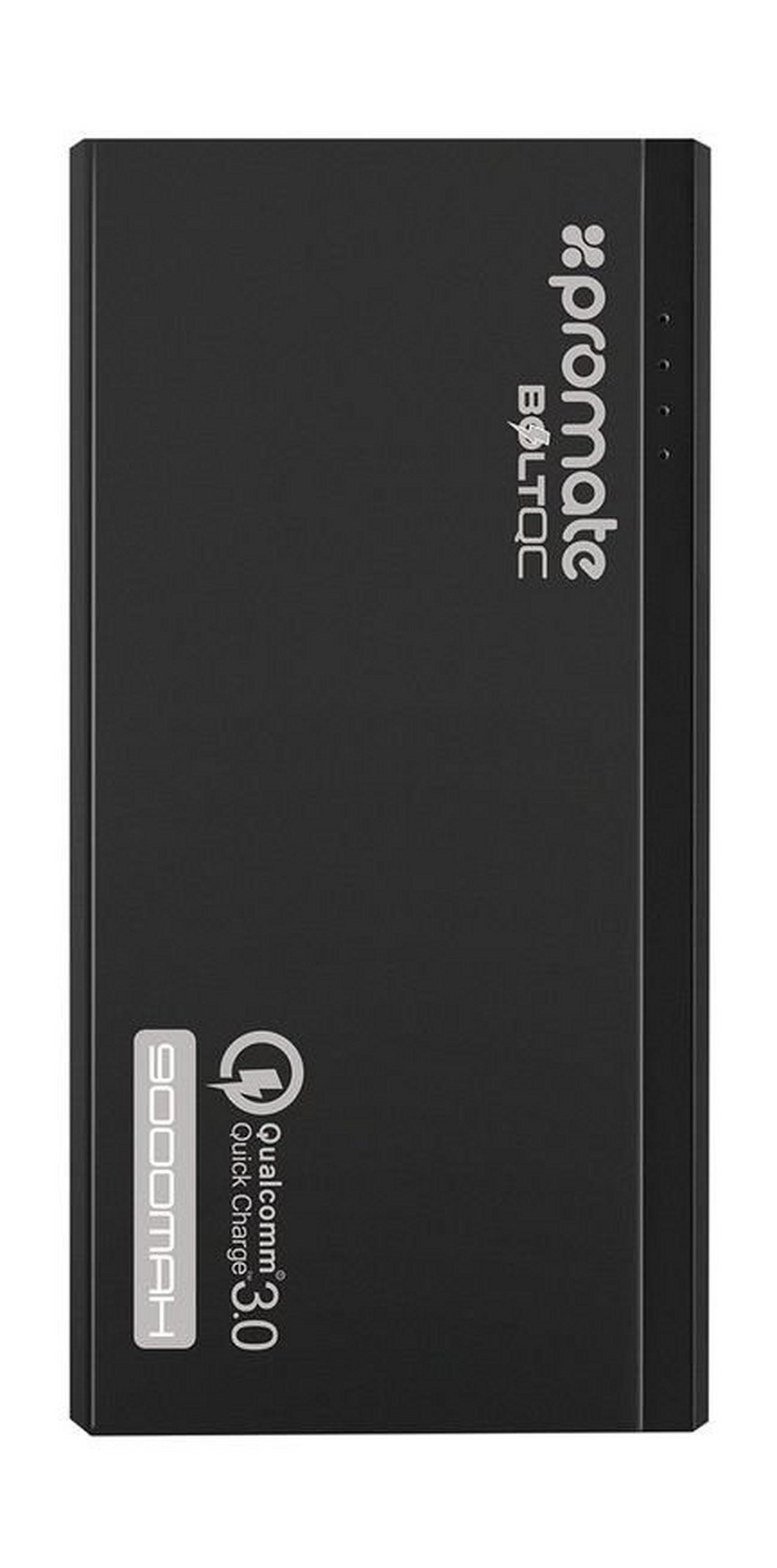 Promate BoltQC 9000mAh Dual Port Portable Powerbank - Black