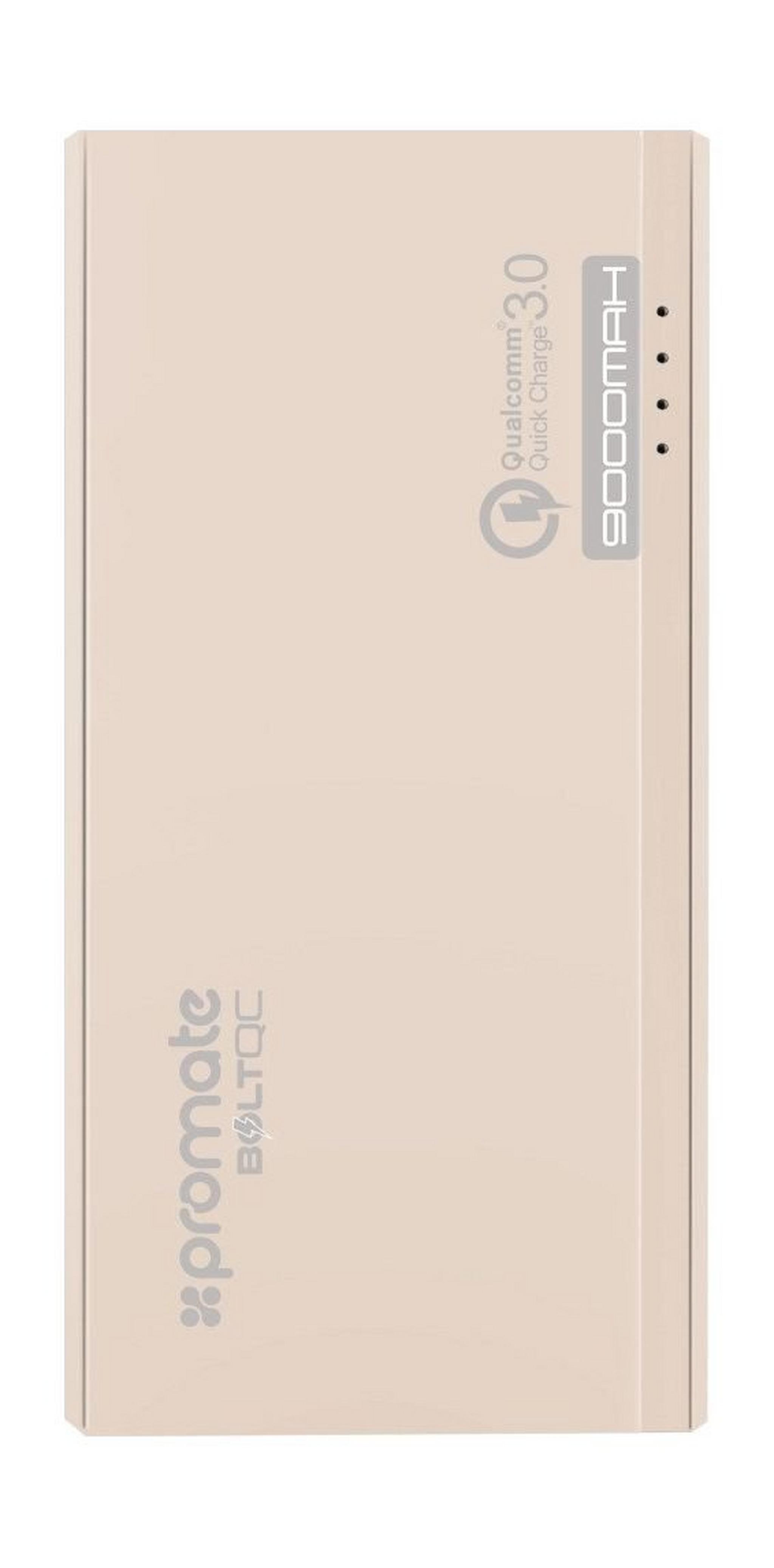 Promate BoltQC 9000mAh Dual Port Portable Powerbank - Gold