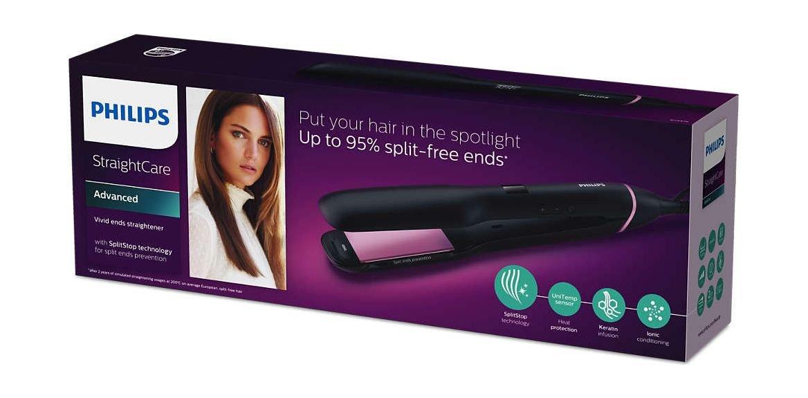 مملس الشعر السيراميك ستريت كير بالكيراتين من فيليبس – أسود (BHS676/03)