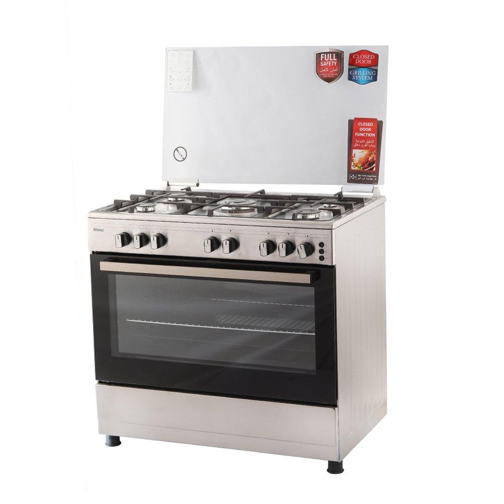 طباخ غاز 5 شعلات من ونسا، مقاس 90x60 سم، WCT9502124X - ستانلس ستيل