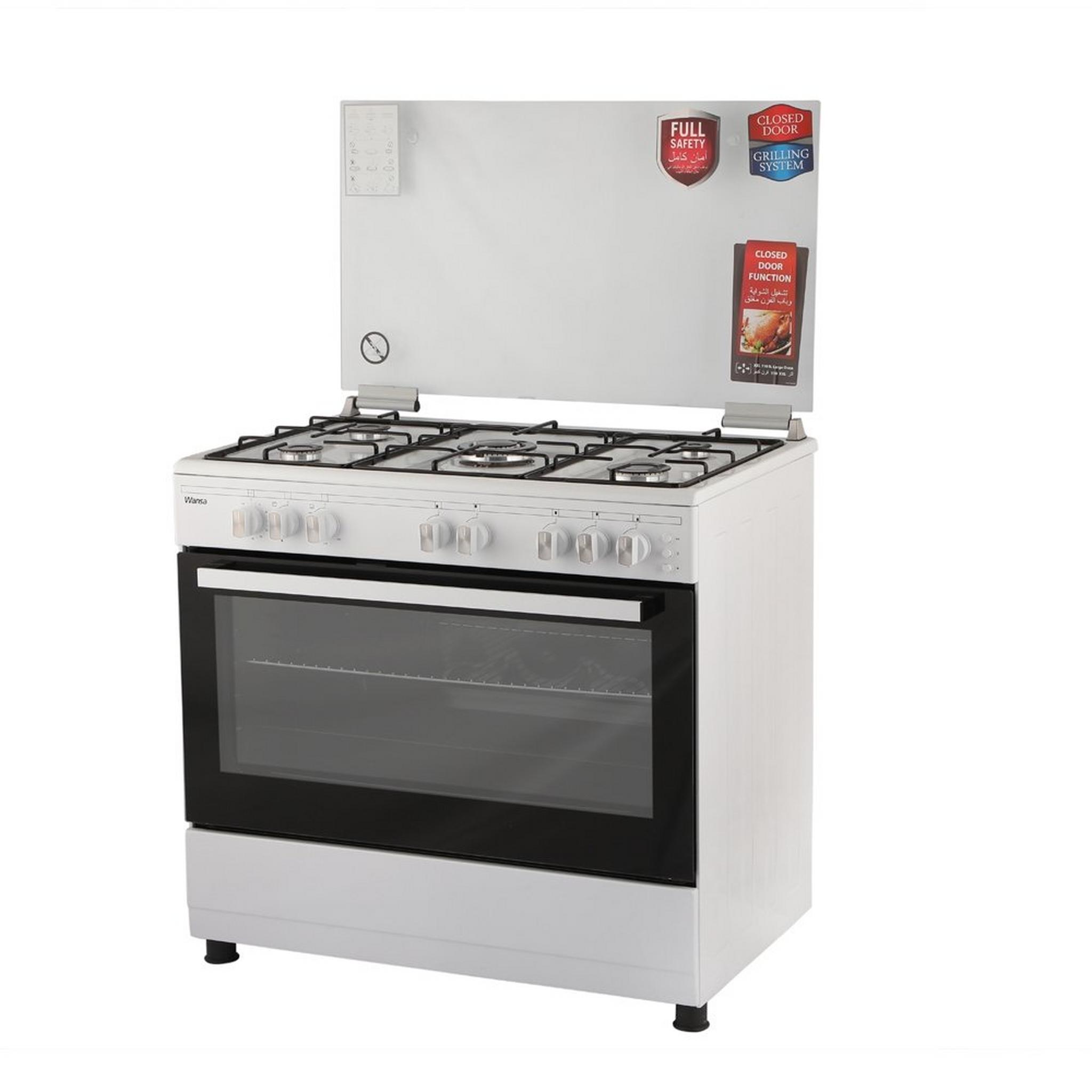 Wansa 90x60cm 5 Burners Free Standing Gas Cooker (WCT9502124W) – White