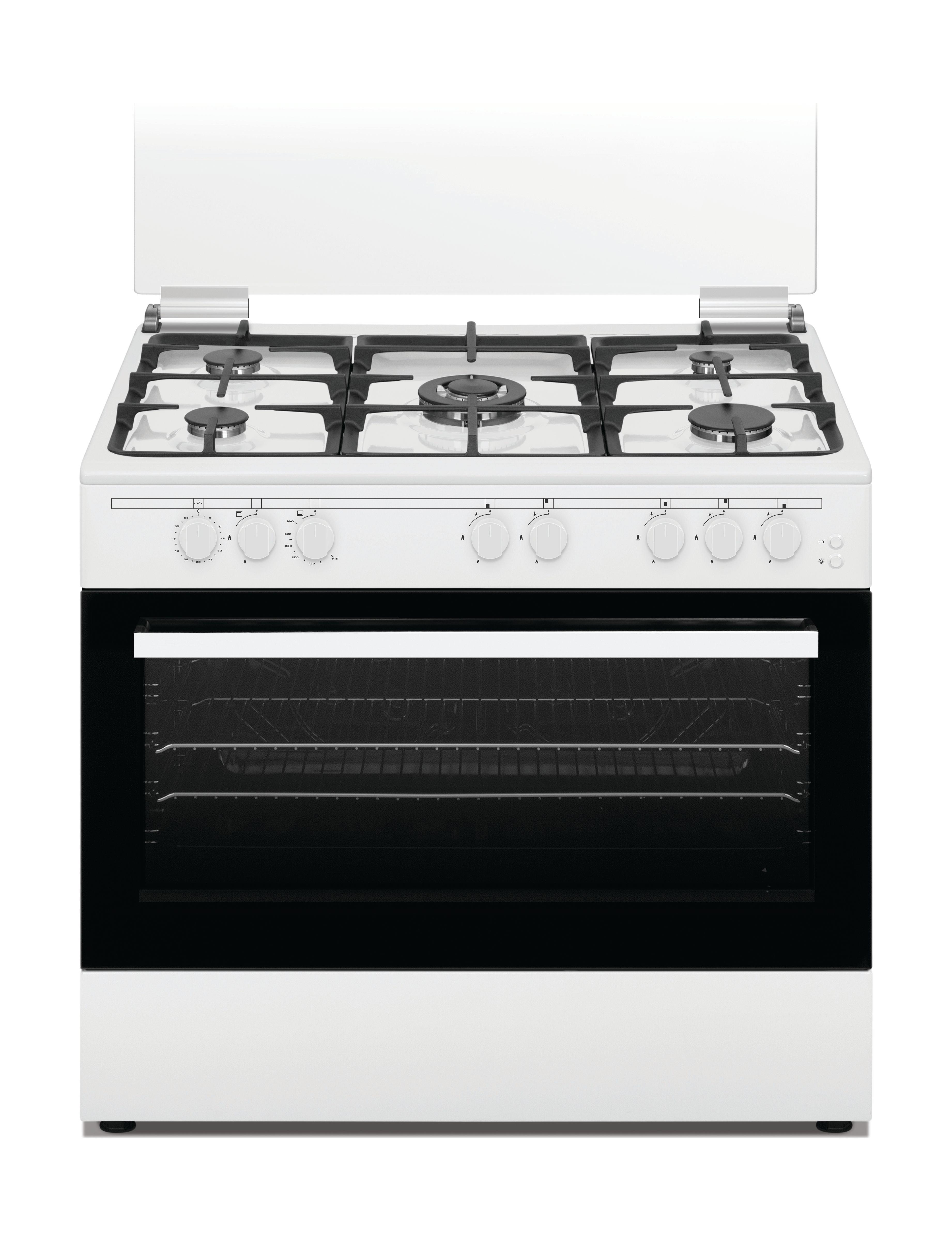 طباخ غاز 5 شعلات من ونسا، مقاس 90×60 سم، WCT9502124W - أبيض