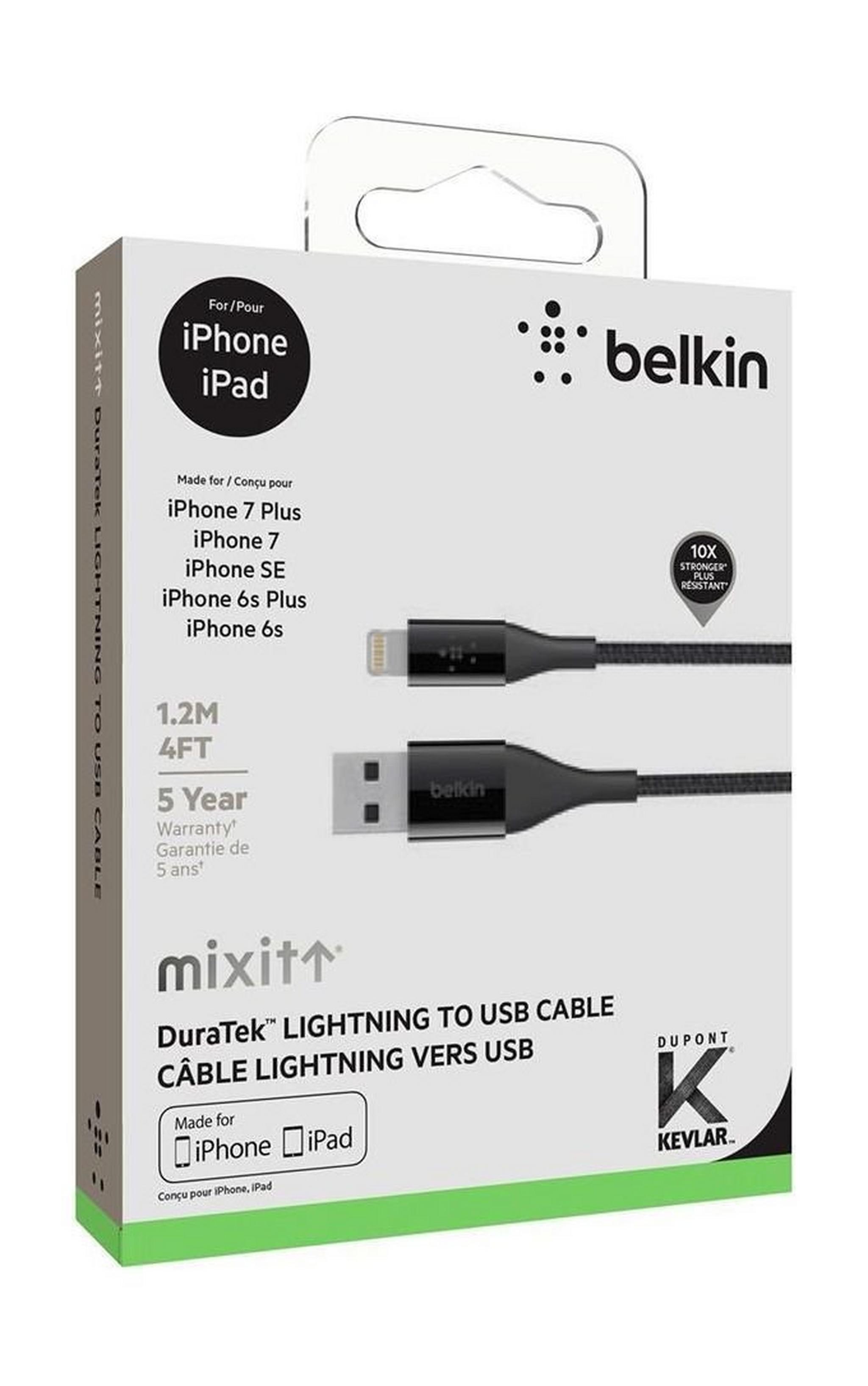 Belkin 1.2M Premium DuraTek Lightning to USB Cable – Black