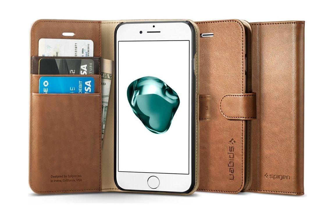 Spigen Wallet S Protective Leather Case for iPhone 7 Plus - Brown