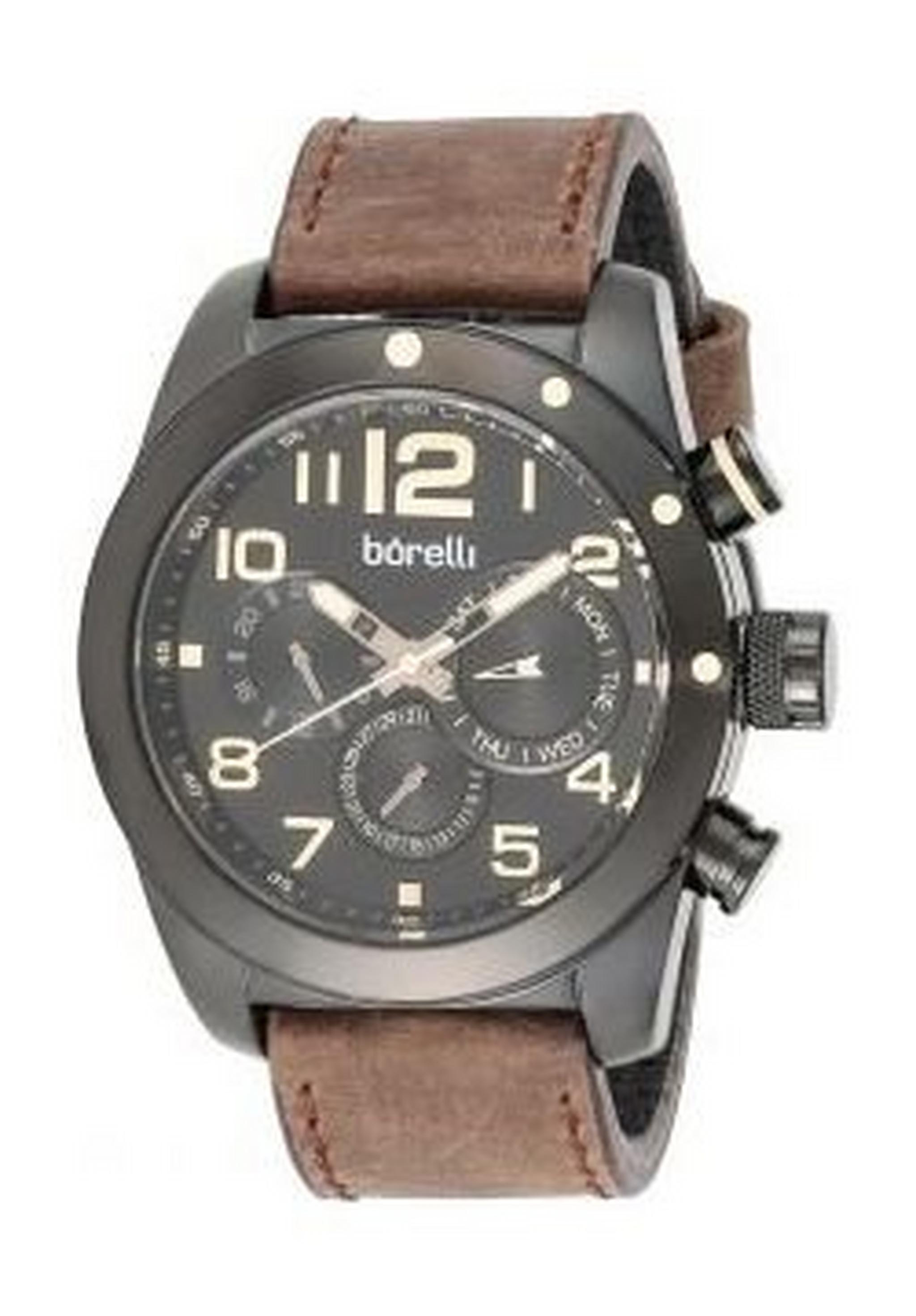 Borelli BMS12500016 Gents Chronograph Watch - Leather Strap – Brown