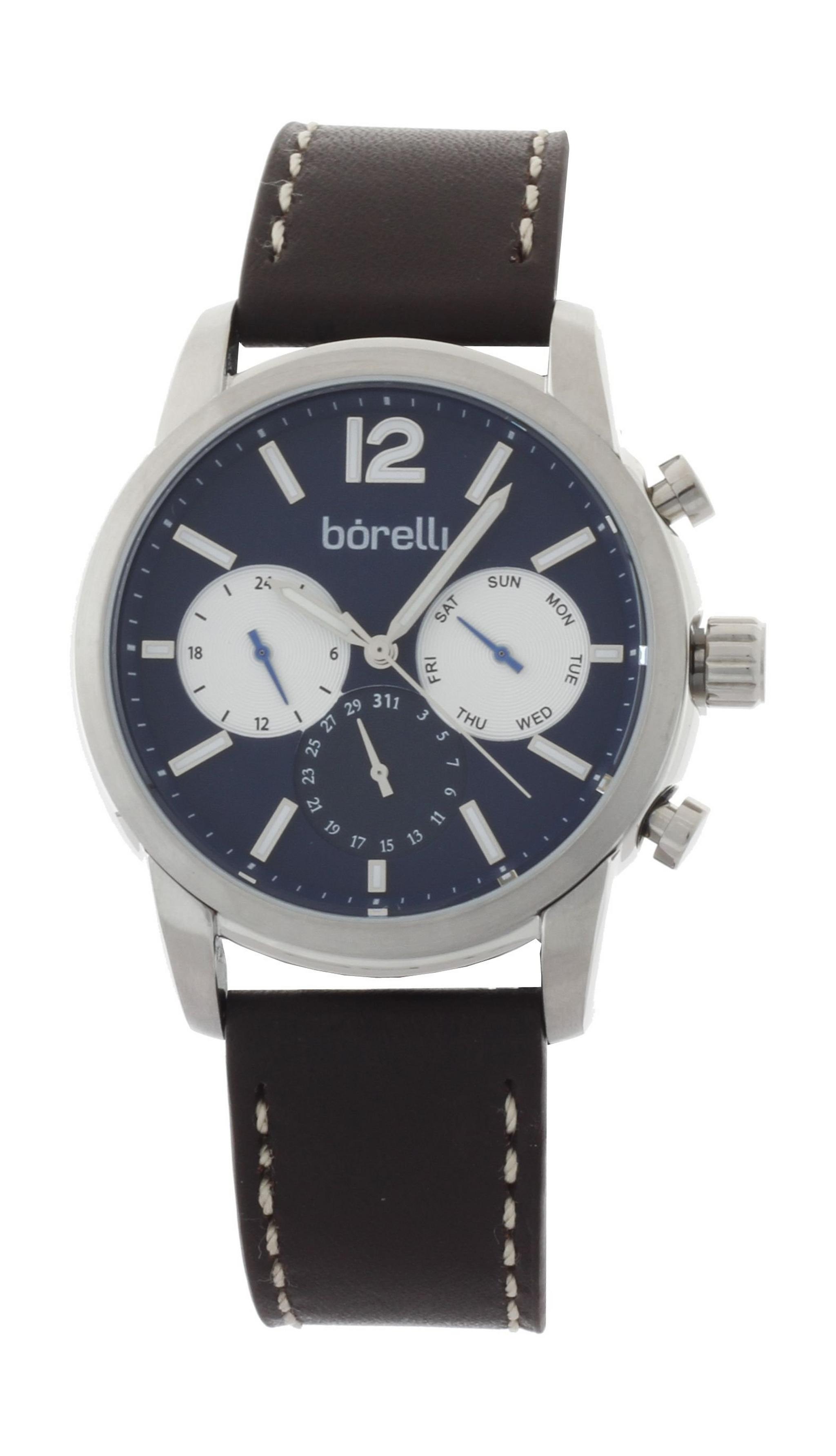 Borelli BMS12500025 Gents Chronograph Watch - Leather Strap – Black