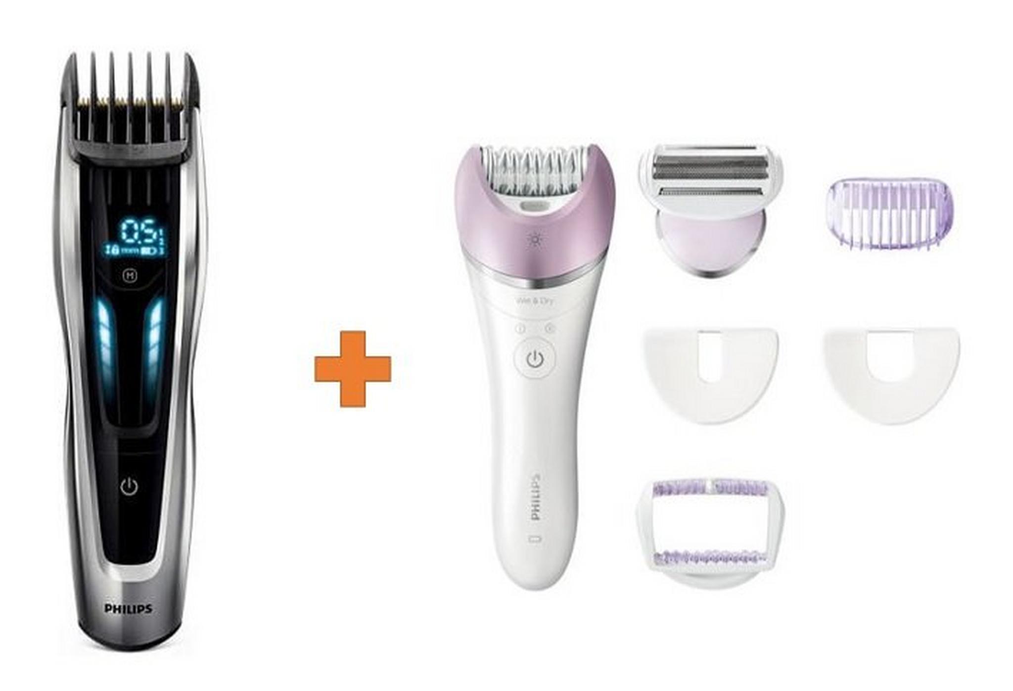 Philips Series 9000 Hair Clipper with Motorized Combs + Philips Satinelle Advanced Wet & Dry Epilator