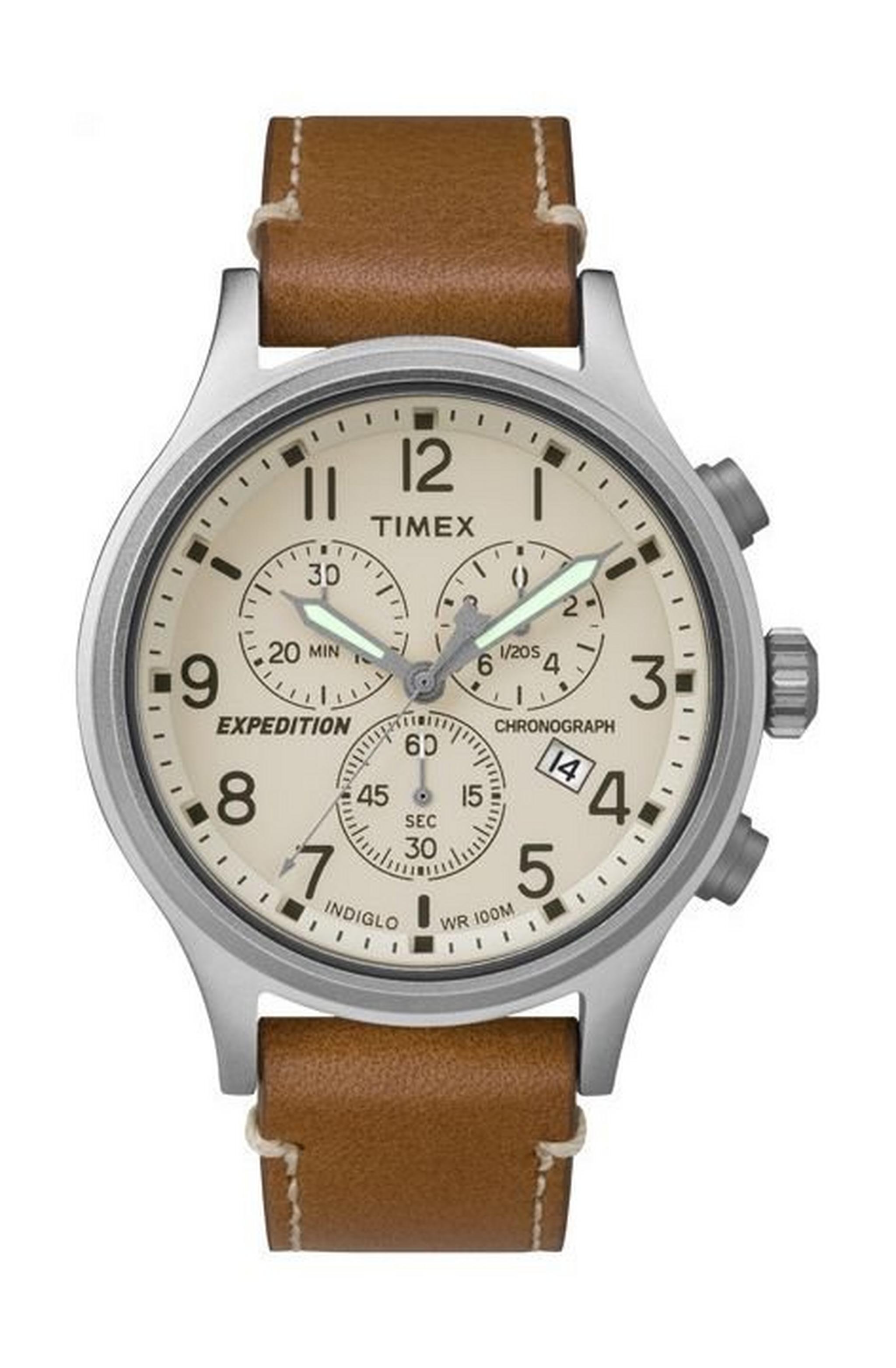 Timex TW4B09200 Expedition Shock Chronograph  Gents Watch – Leather Strap - Tan