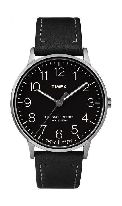 Timex TW2R25500 Waterbury Analog Gents Watch – Leather Strap – Black