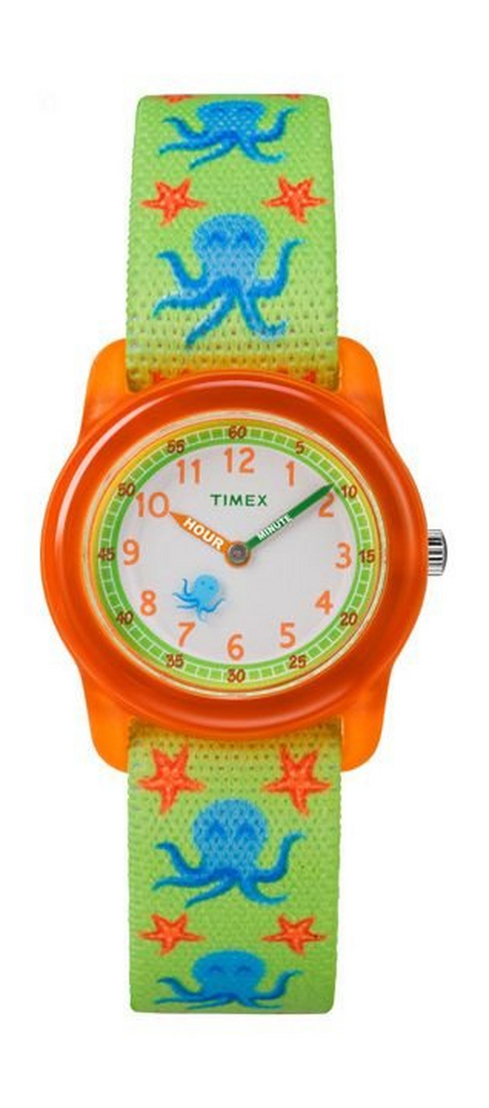 Timex TW7C13400 Youth Quartz Analog Kids Watch – Elastic Fabric Strap – Green