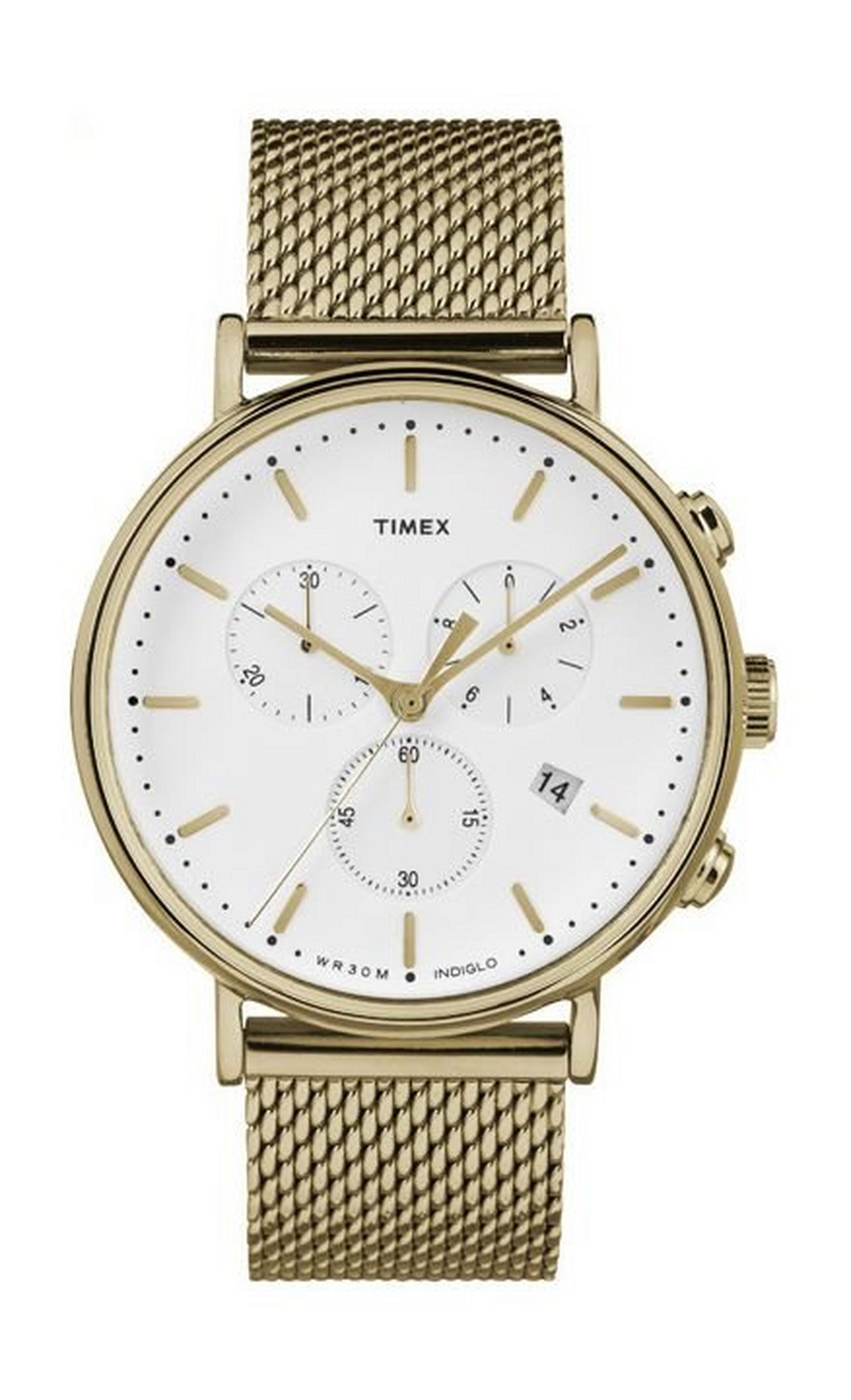 Timex TW2R27200 Fairfield Chronograph Unisex Watch – Mesh Strap - Gold