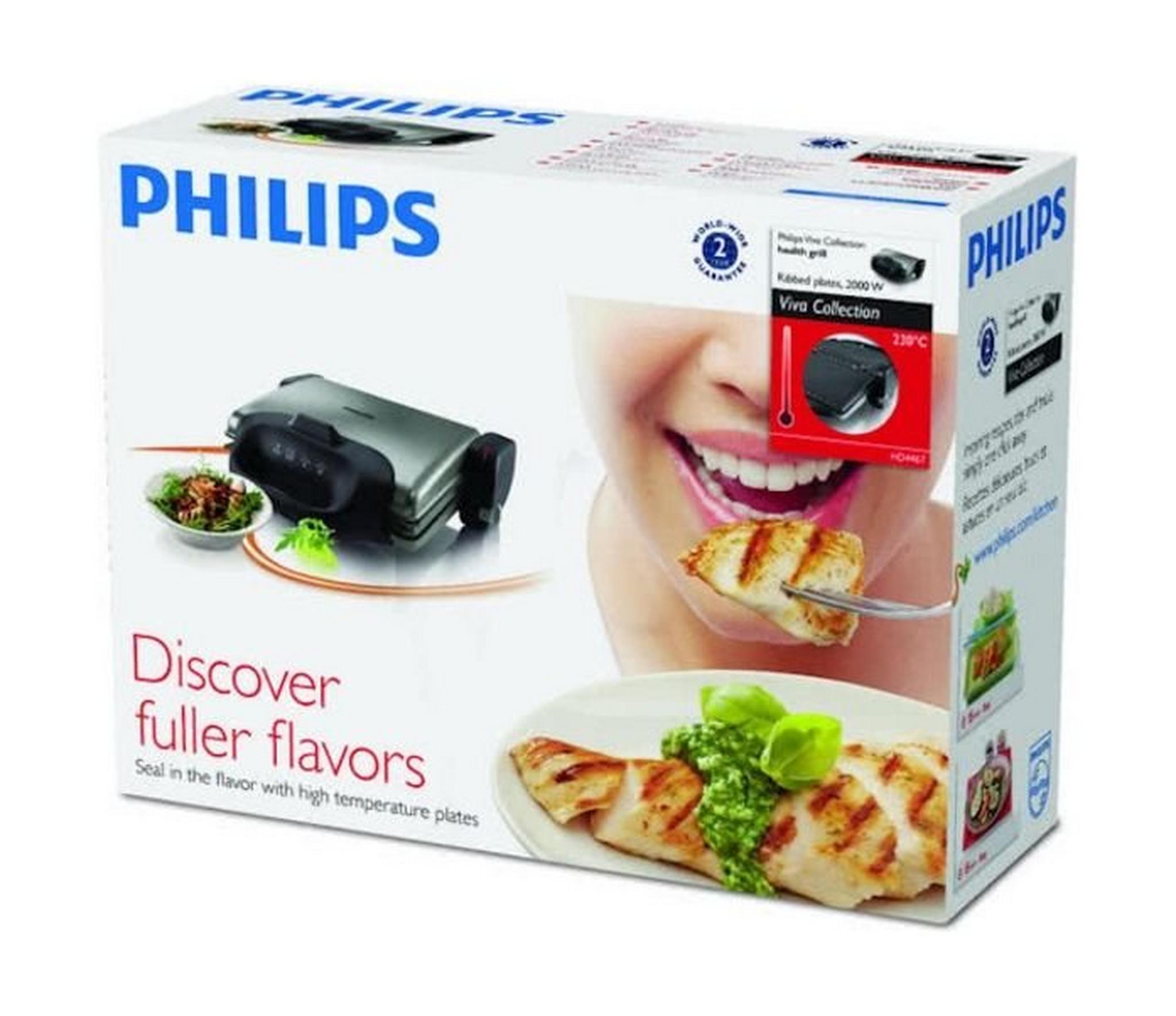 Philips 2000 W Health Grill (HD4467/91) – Black / Silver