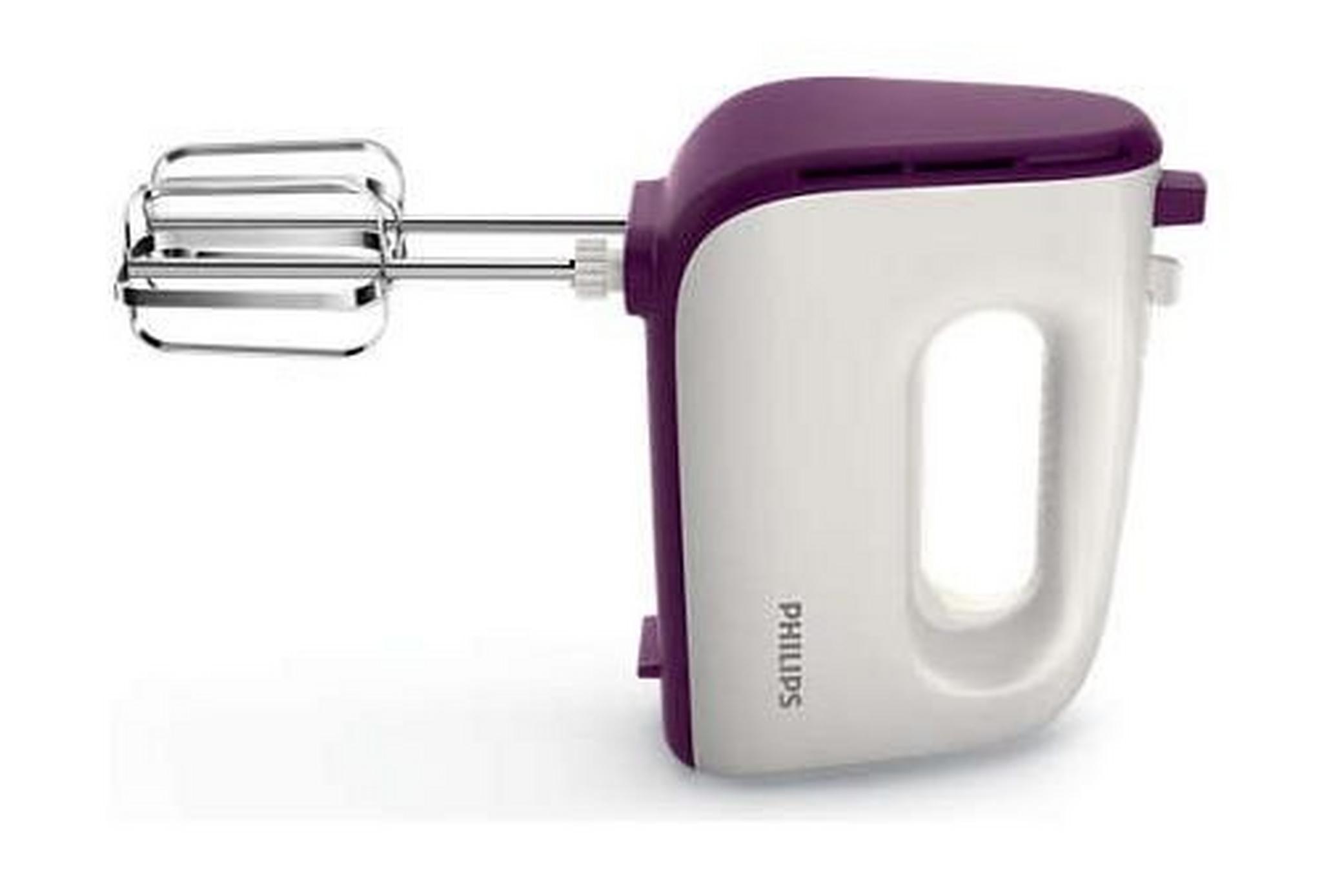 Philips Viva Collection 400W 5-Speed Hand Mixer (HR3740/11) – Purple / White