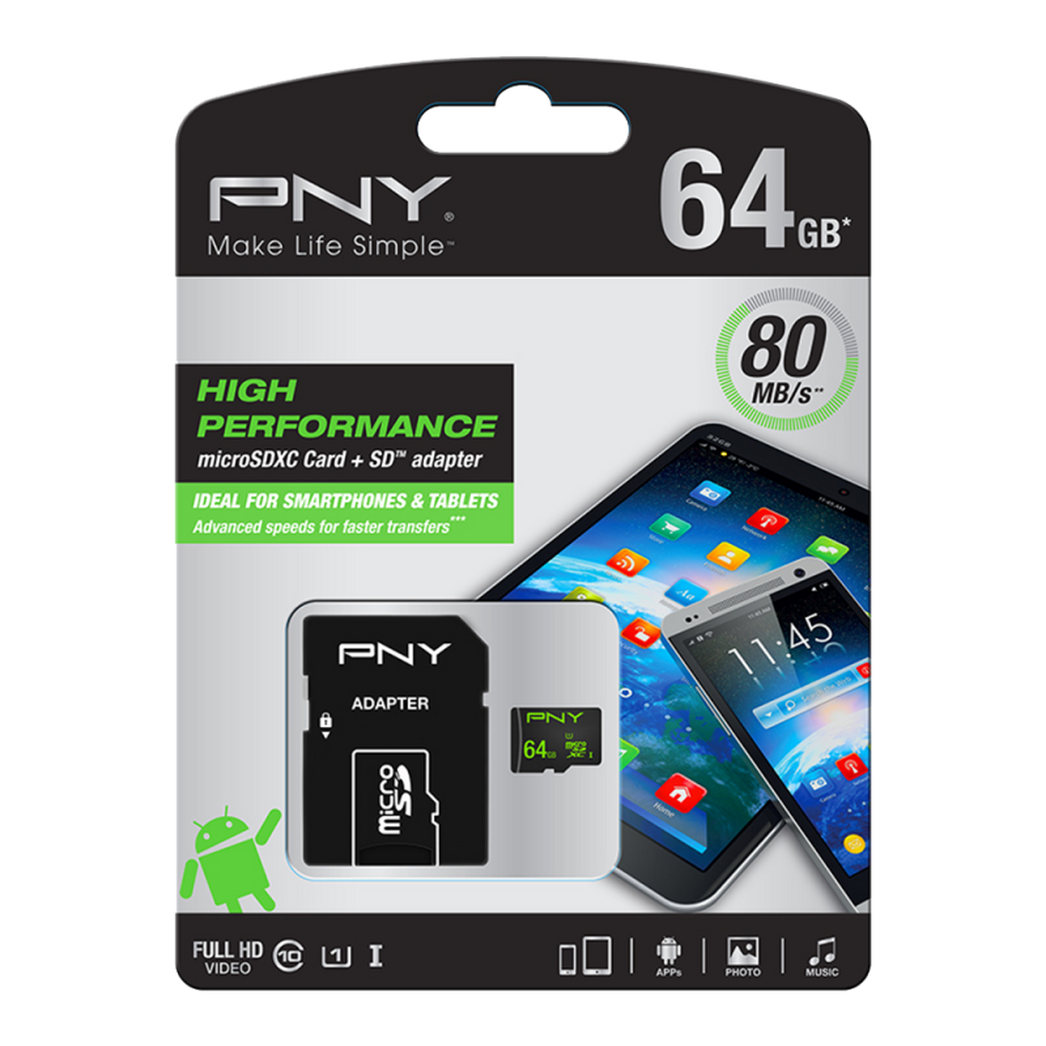 PNY 64GB 80MB/s High Performance MicroSDXC Memory Card