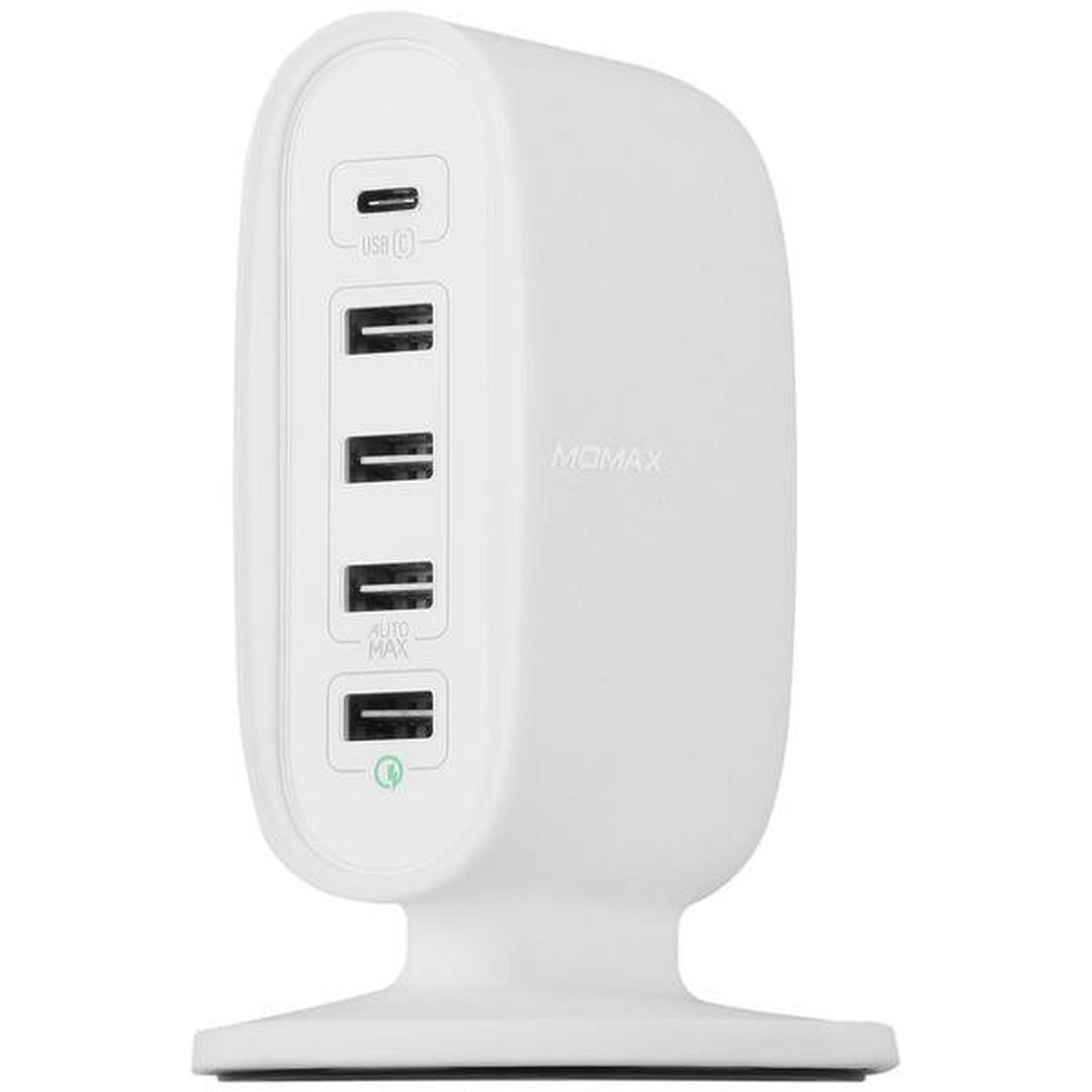 Momax U.Bull 5-USB Charging Station AutoMax Ultra Fast Type-C + QC 3.0 Charger - White