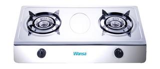 Buy Wansa stainless steel gas stove 2 burner with fsd (2-xs1605) - silver in Kuwait