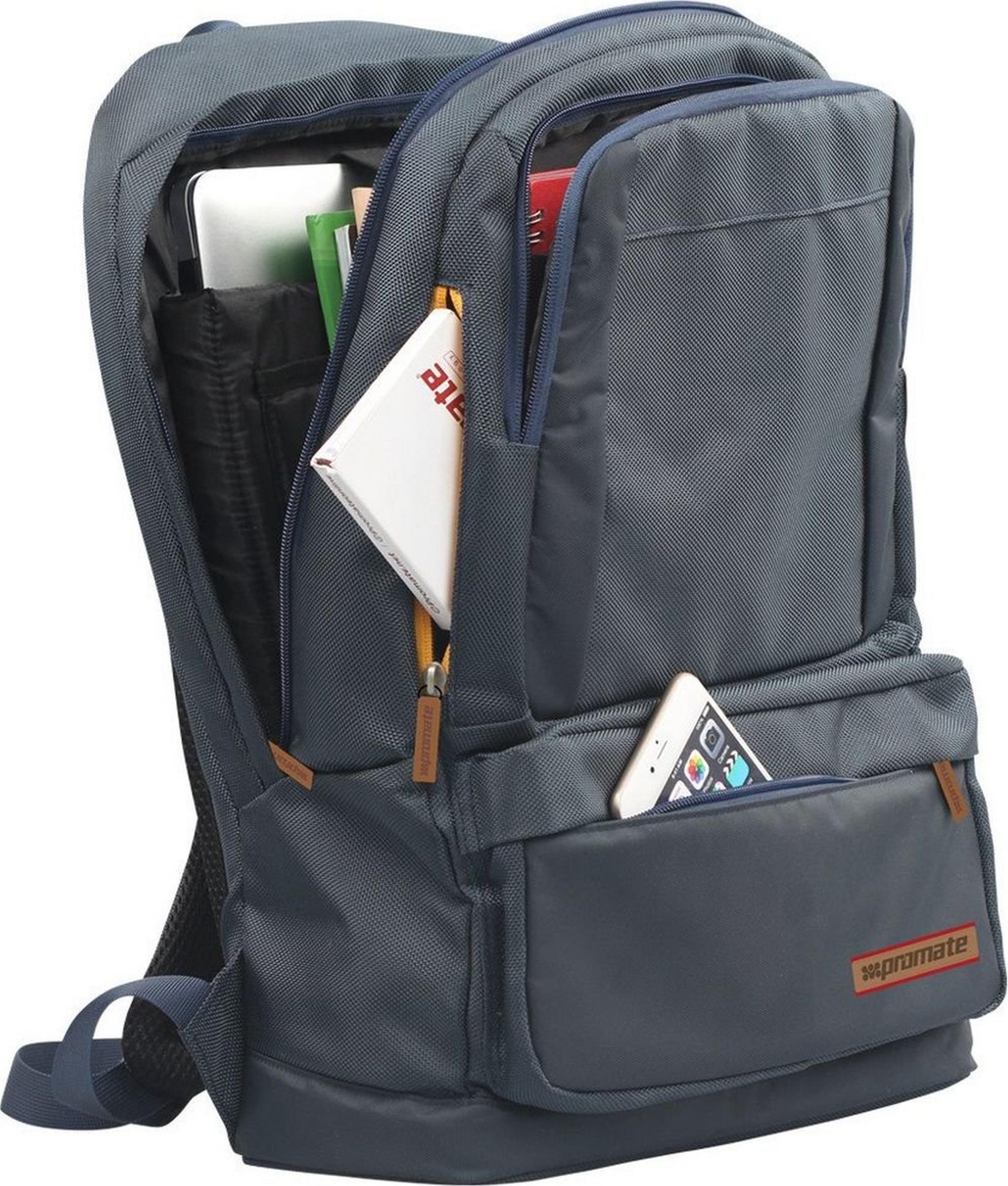 Promate Drake Lightweight Backpack For Laptops Up To 15.6-inch (DRAKE.BLUE) - Blue
