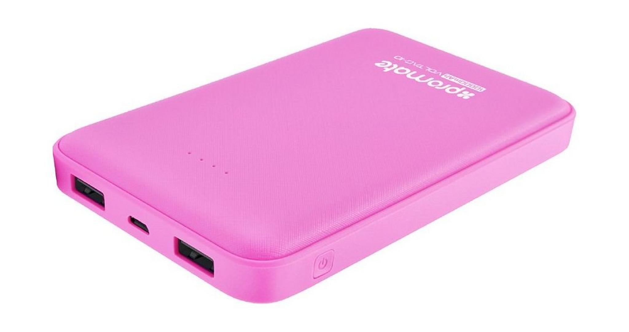 Promate Voltag 10000mAh Ultra-Fast Power Bank with Dual USB Port – Pink