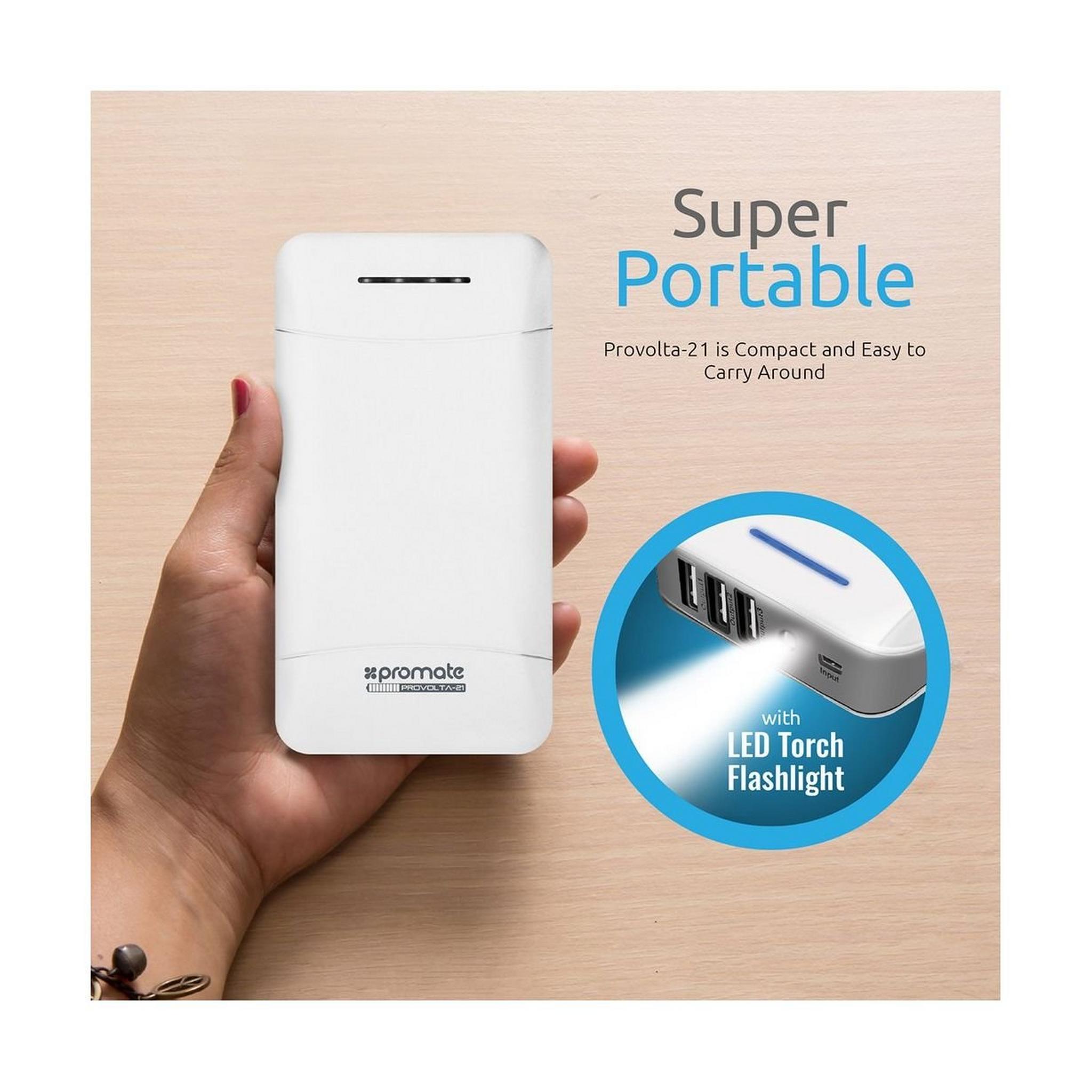 Promate ProVolta-21 20,800mAh Portable High Capacity Power Bank - White