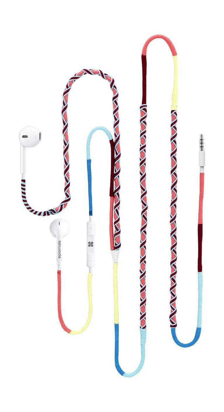 سماعة الأذن ترايب فابريك بصوت ستيريو مع مايك ومفاتيح تحكم في الكابل من بروميت - وردي