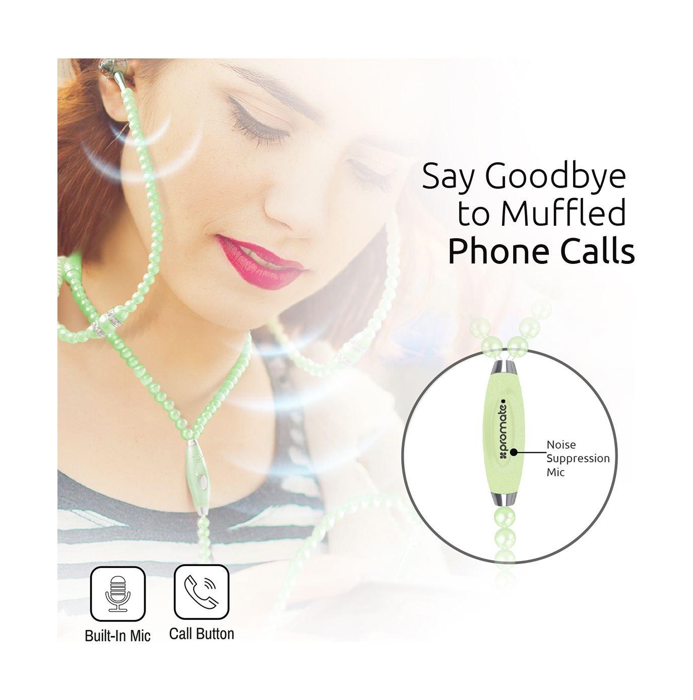 Pearli Jewelry Pearl Necklace In-ear Stereo Earphone With In-line Remote & Mic - Blue