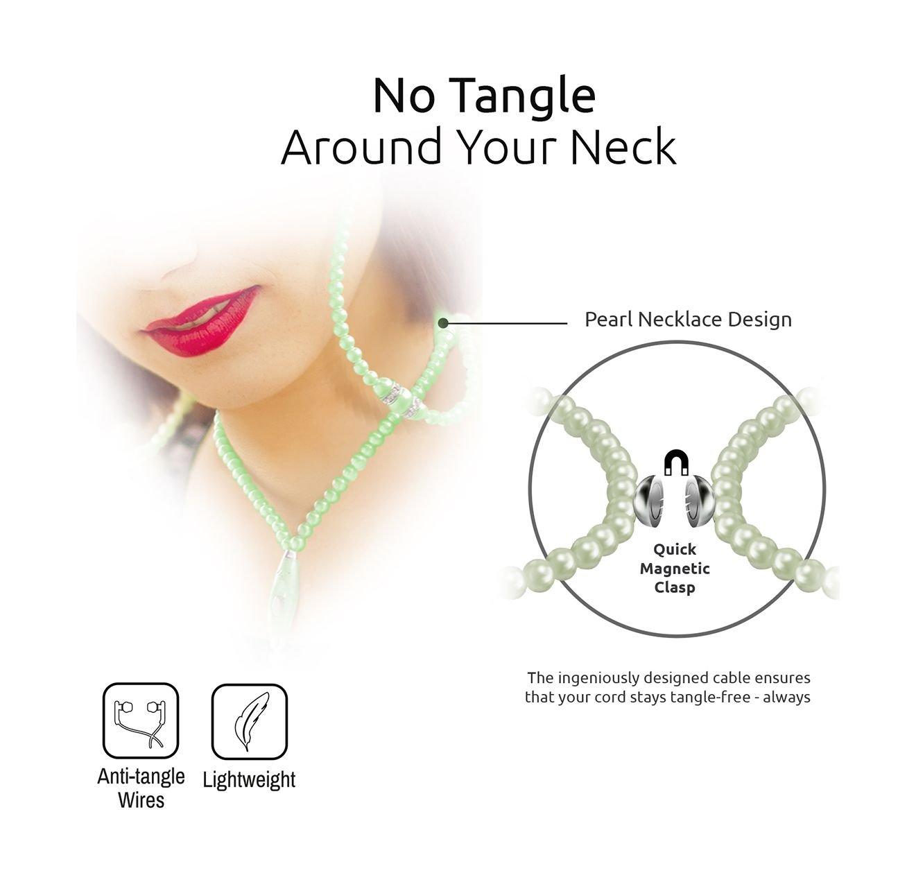 Pearli Jewelry Pearl Necklace In-ear Stereo Earphone With In-line Remote & Mic - Blue