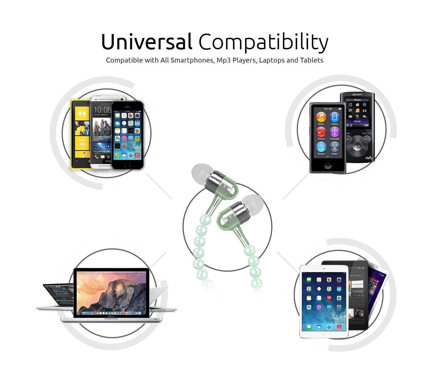 Pearli Jewelry Pearl Necklace In-ear Stereo Earphone With In-line Remote & Mic - Blue