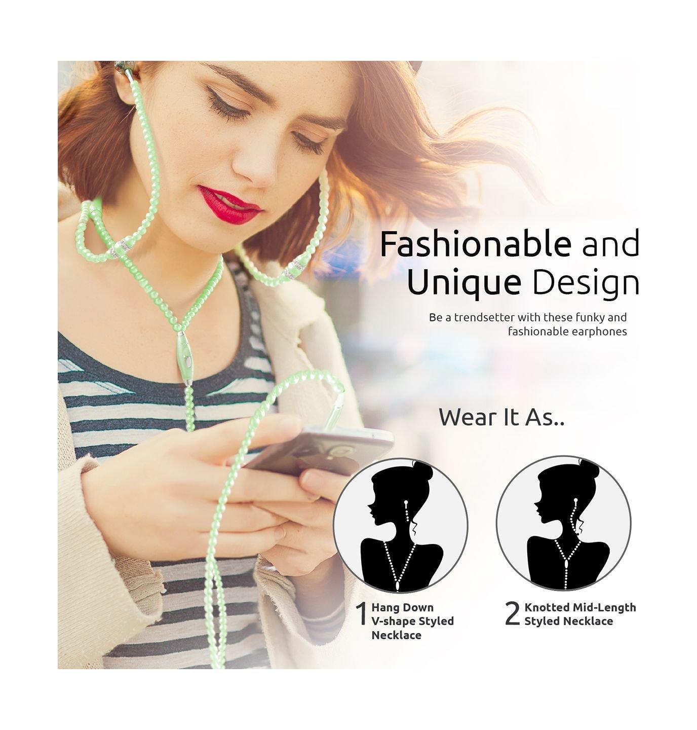 Pearli Jewelry Pearl Necklace In-ear Stereo Earphone With In-line Remote & Mic - Blue