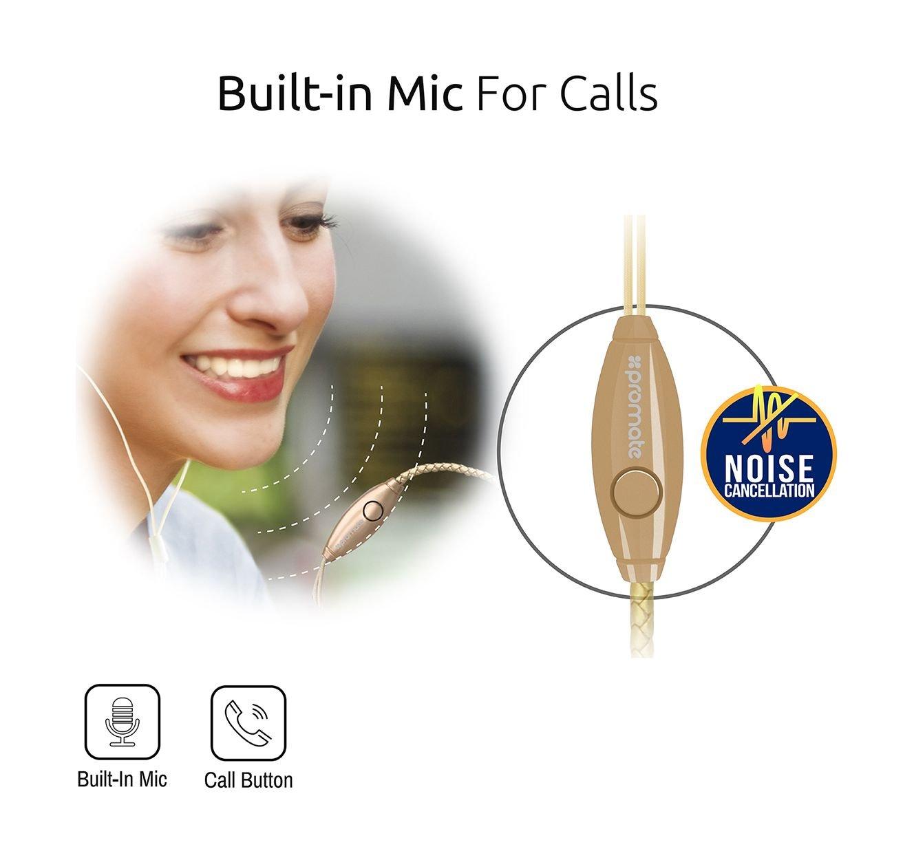 Promate Vogue Wearable Wristband Style Leather Stereo Earphone - Gold