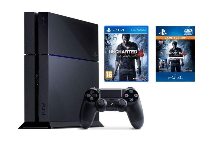 جهاز بلاي ستيشن ٤ ـ ١ تيرا بايت من سوني + يد تحكم + لعبة أنتشارتد لبلاي ستيشن ٤ من سوني + حزمة التوسيع الثلاثية للعبة أنشارتد ٤: اي ثيفز إند