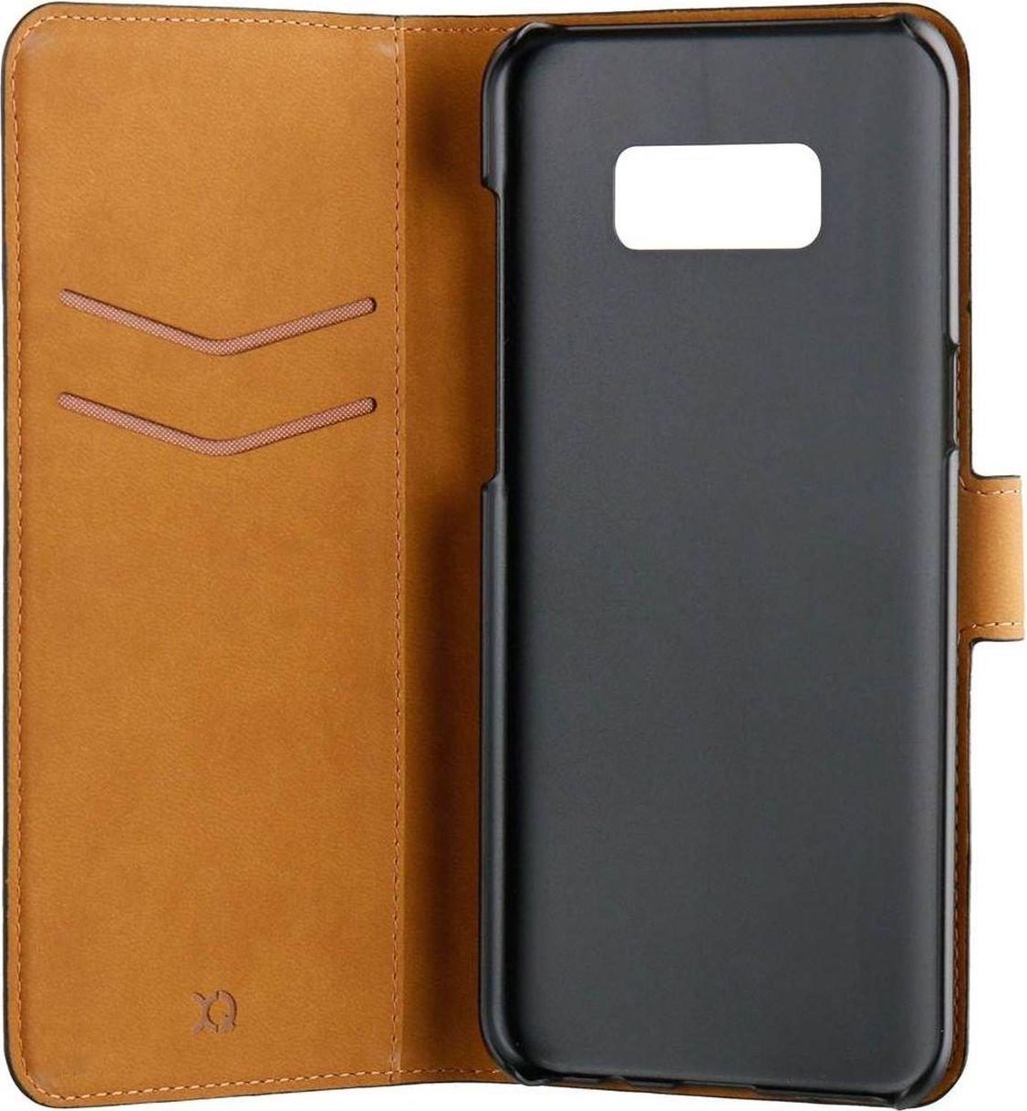 XQISIT Slim Wallet Leather Case for Galaxy S8 Black