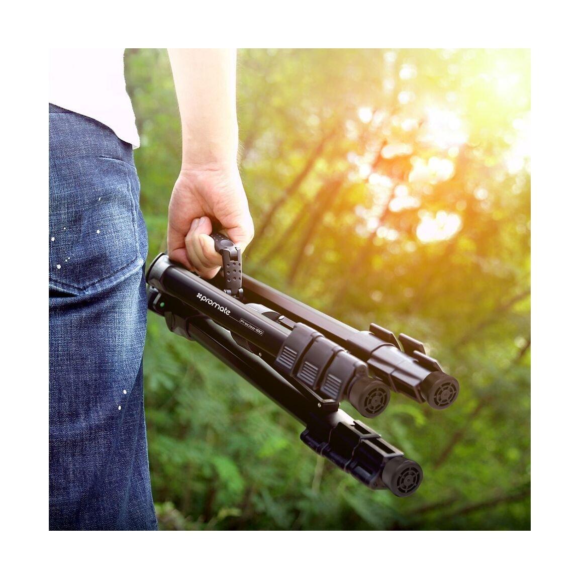 Promate Camera Tripod With Convertible Monopod, 360 Degree Head & 4 Section For All Cameras and Smartphones(Precise-180)