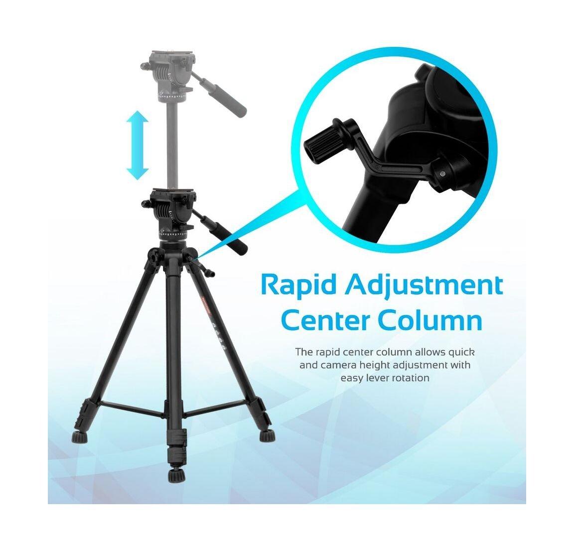 Promate Tripod Professional 170cm 3-Section Extendable Aluminum Leg with Pan Head for DSLR, SLR, Camcorder, Action Camera (Precise-170)
