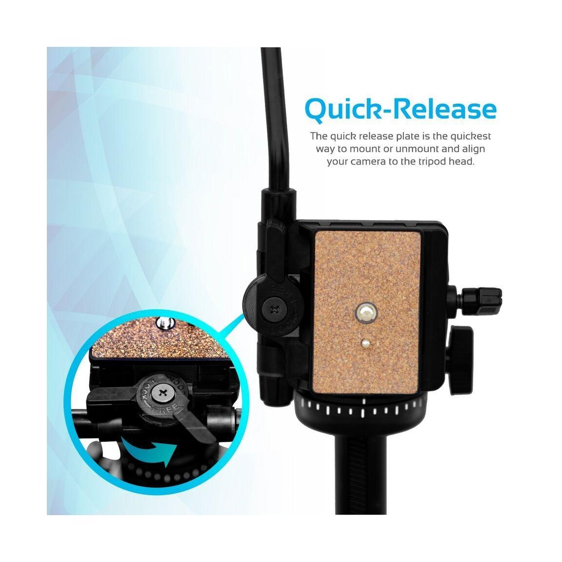 Promate Tripod Professional 170cm 3-Section Extendable Aluminum Leg with Pan Head for DSLR, SLR, Camcorder, Action Camera (Precise-170)