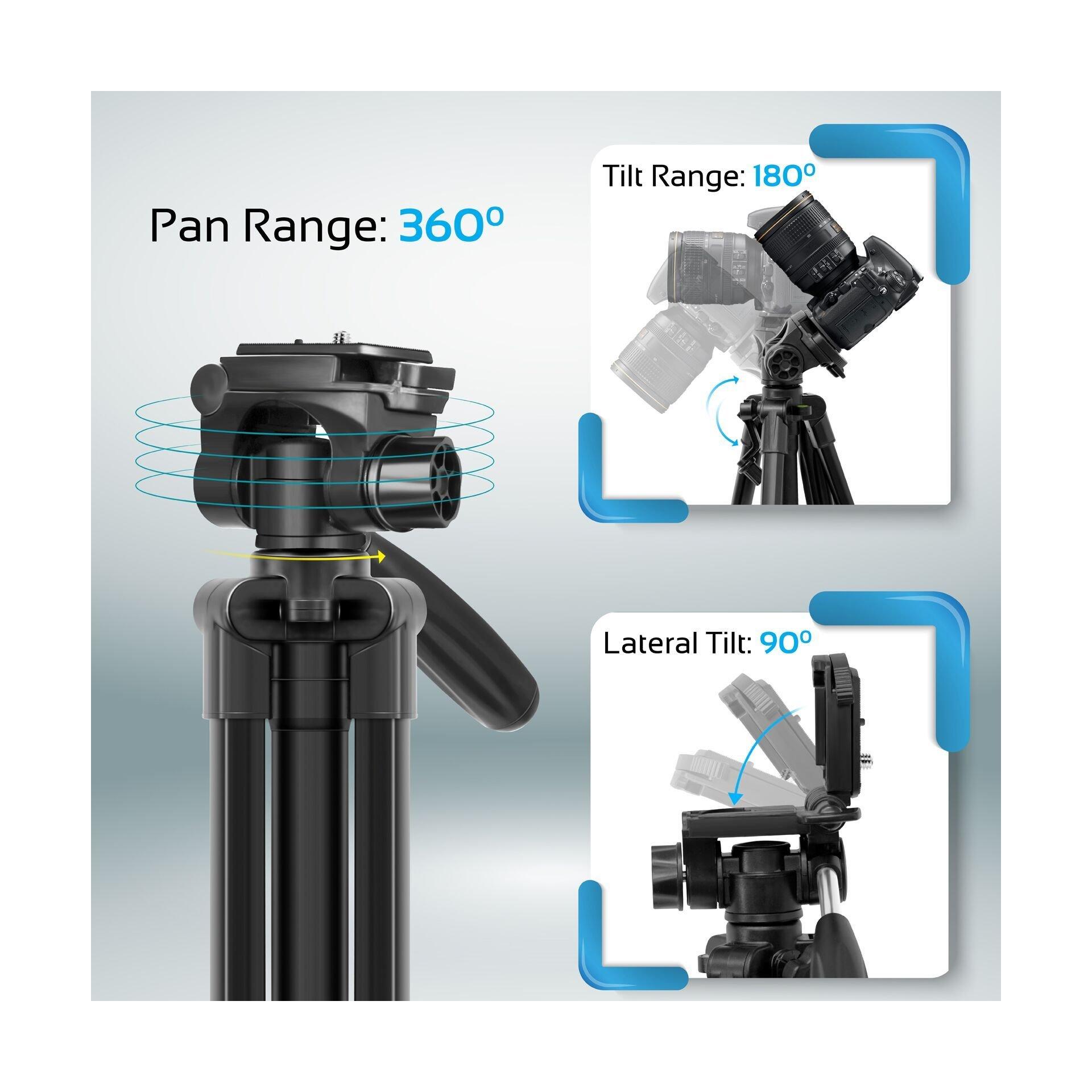 Promate Camera Tripod Stand 140cm with 3 Section Extendable Aluminum For DSLR, SLR, Camcorder, Action Cameras (Precise-140)
