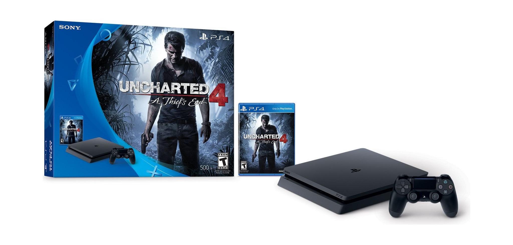 Sony PS4 Slim 500GB Console(NTSC) + Uncharted 4 PS4 Game + Sony PlayStation 4 DS4 Controller + Homefront: The Revolution - PS4 Game
