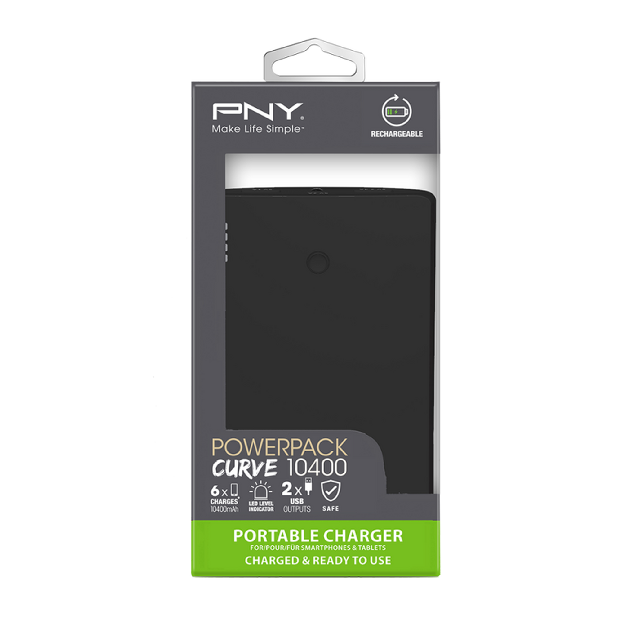 PNY Curve Series 10400 mAh  Portable Power Bank (P-B10400) - Black